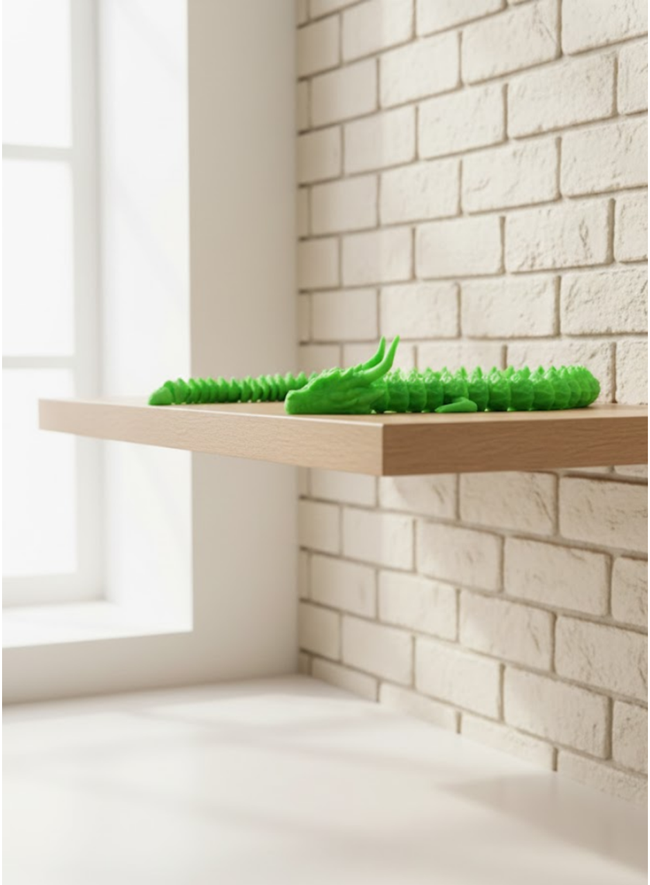 Yeşil Hareketli Ejderha Figürü Esnek Gövdeli Fantastik Dekor 60 cm