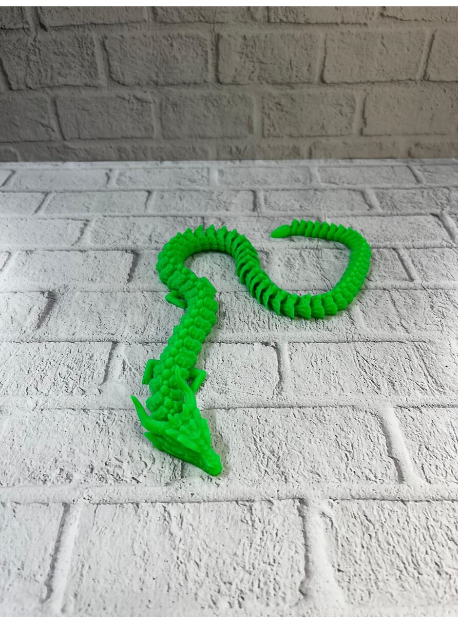 Yeşil Hareketli Ejderha Figürü Esnek Gövdeli Fantastik Dekor 60 cm