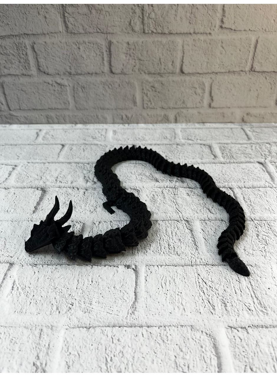 Siyah Hareketli Ejderha Figürü Esnek Gövdeli Dekoratif Tasarım 60 cm