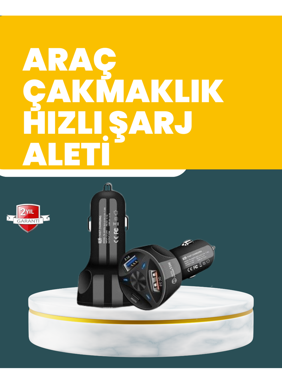 55W Hızlı Şarj Araç Çakmaklık Adaptörü QC 3.0 PD