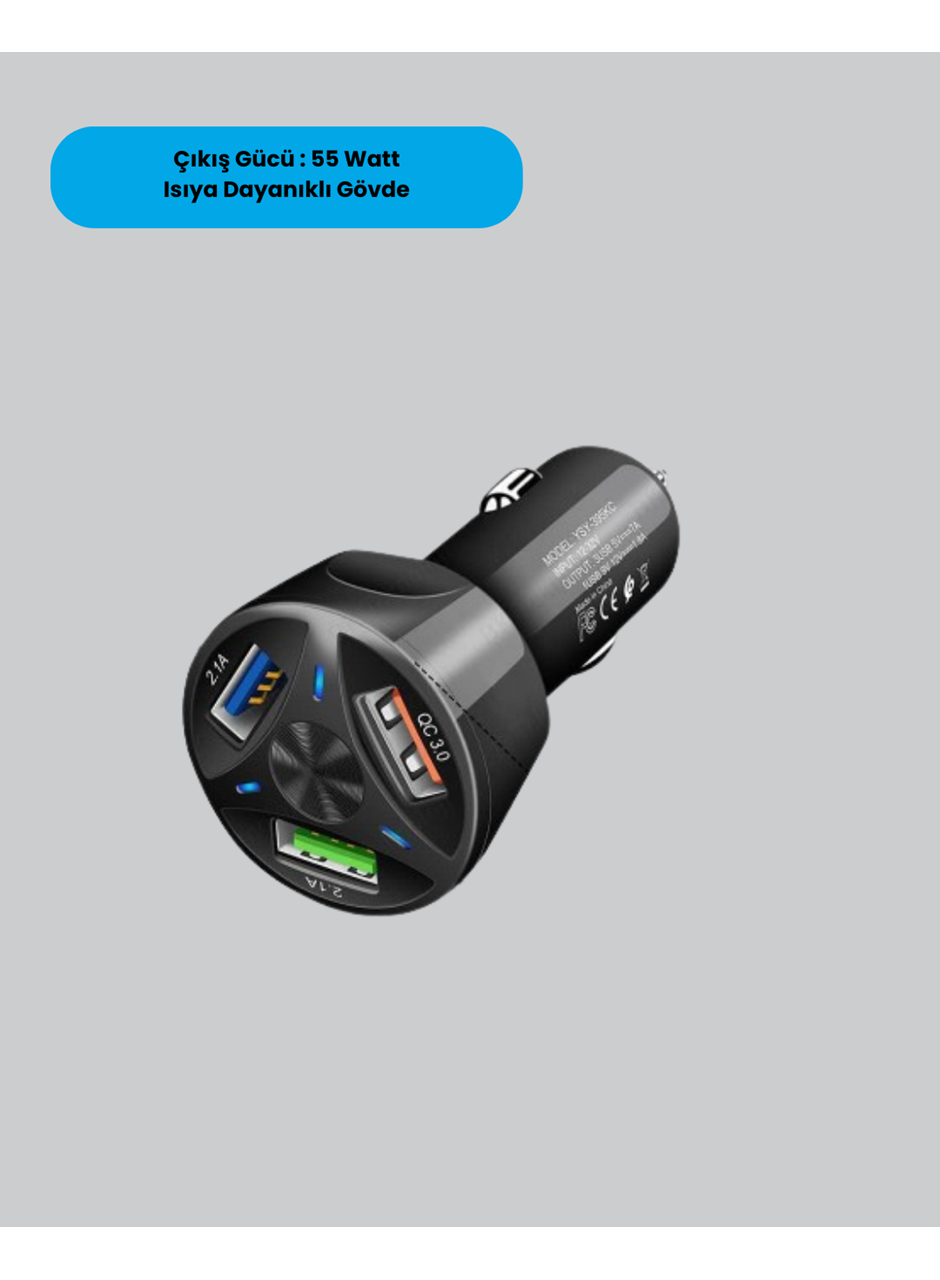 55W Hızlı Şarj Araç Çakmaklık Adaptörü QC 3.0 PD