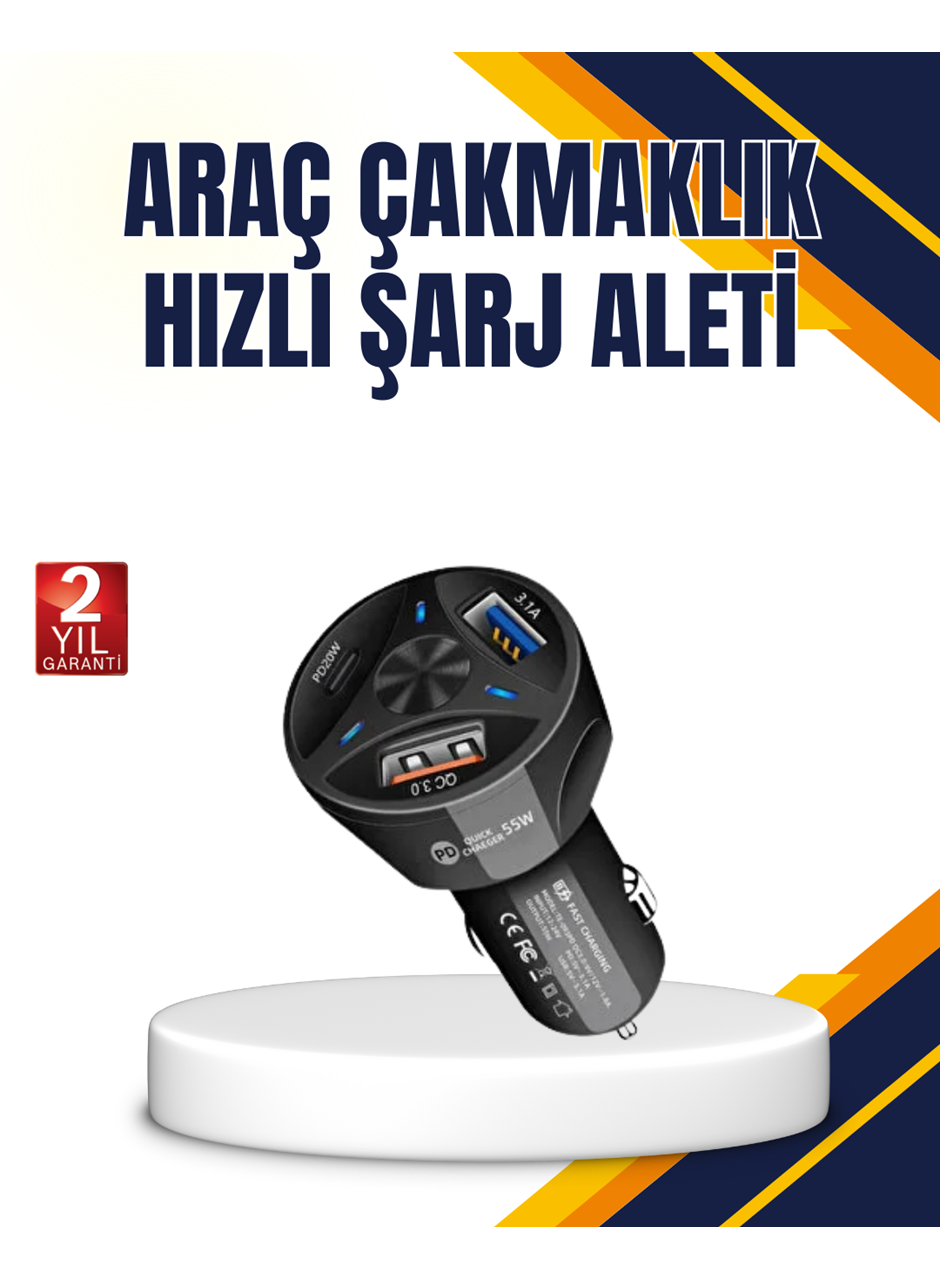 Polygold Quick Charger 55W Araç Şarj Cihazı PD USB C Destekli