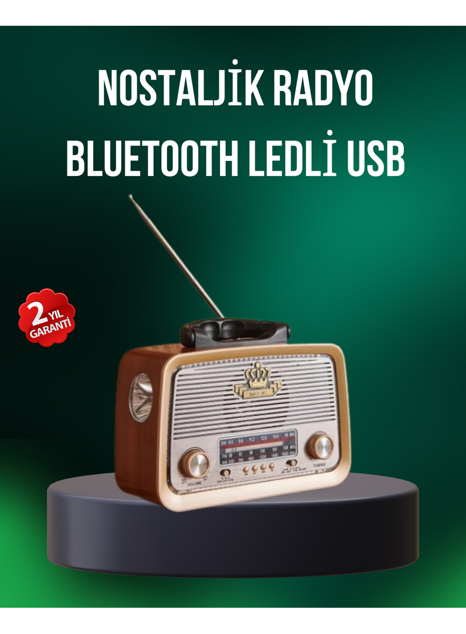 Taşınabilir Nostalji Radyo Bluetooth USB AUX Girişli