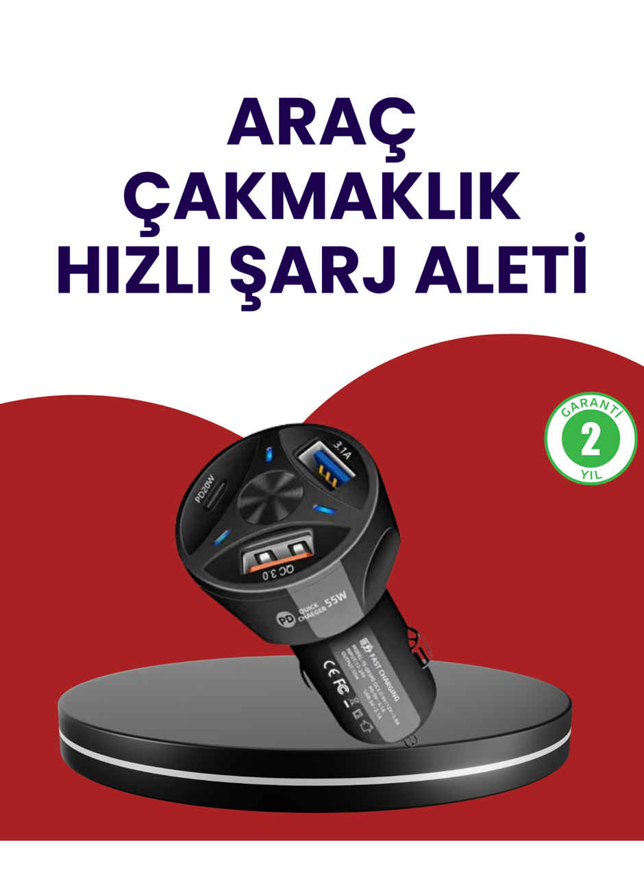 55W PD ve Quick Charge 3.0 Destekli Polygold Araç Şarj Adaptörü