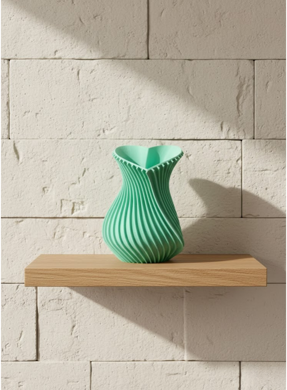 Kalpli Turkuaz Dekoratif Vazo 24 cm Modern Şık Tasarım