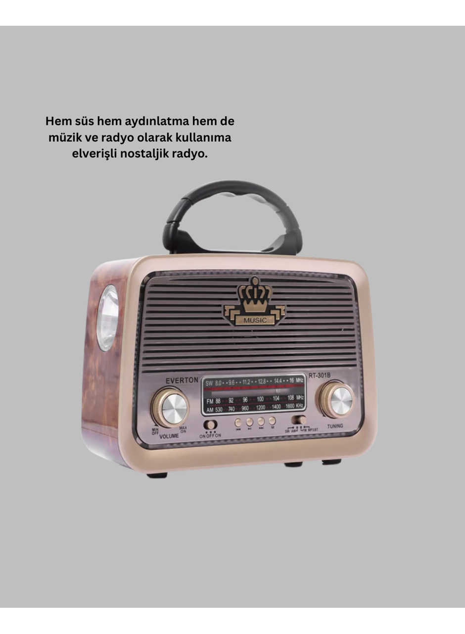 Taşınabilir Nostalji Radyo Bluetooth USB AUX Girişli