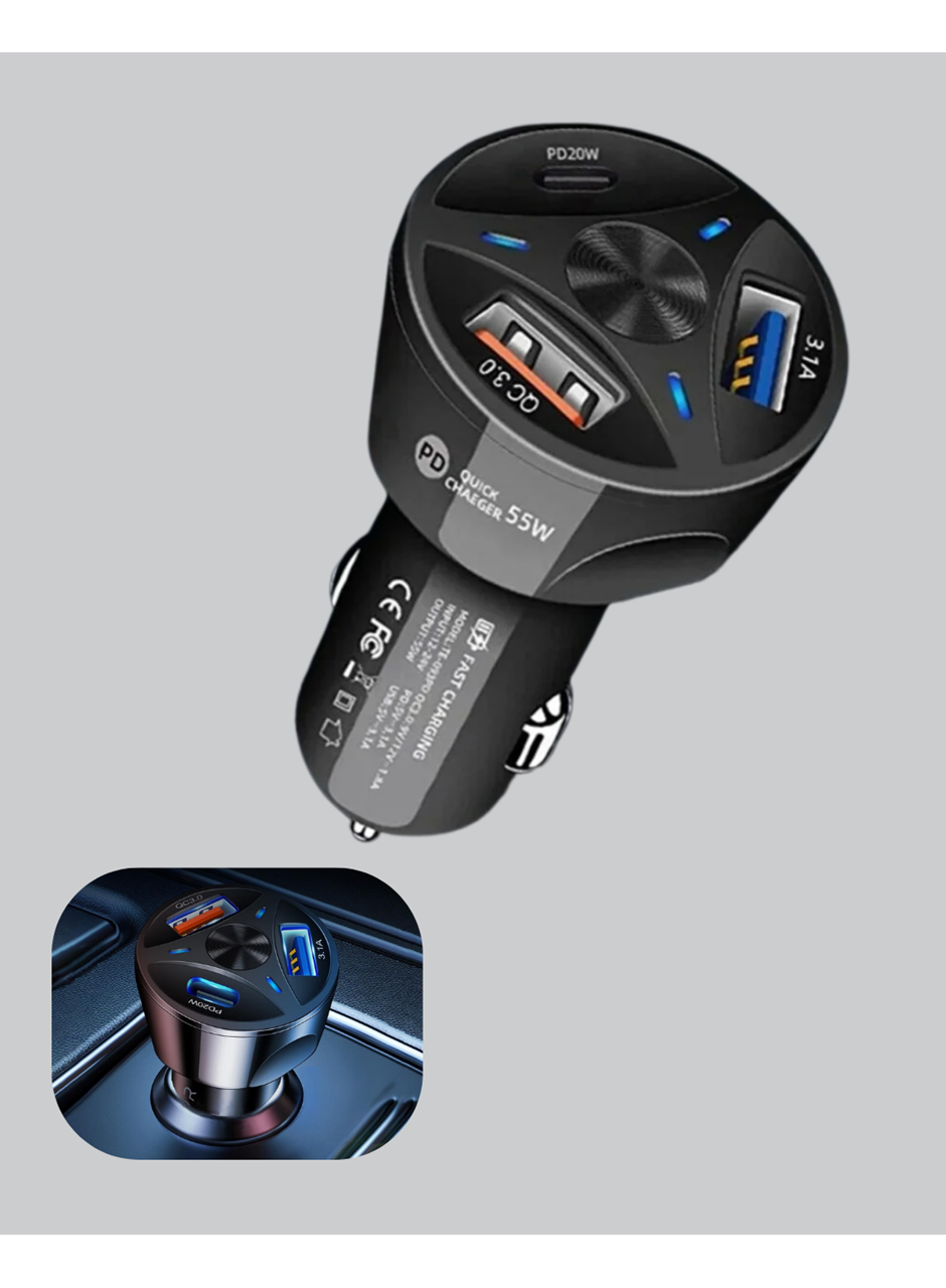 55W Hızlı Araç Şarj Cihazı Quick Charge 3.0 ve PD Destekli