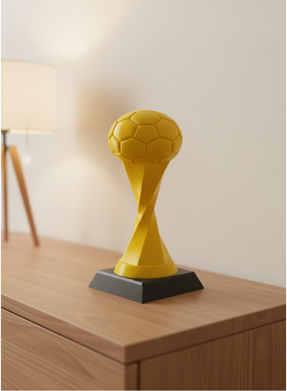 Futbol Toplu Sarı Kupa 21cm Masaüstü Dekor Ödül Figürü