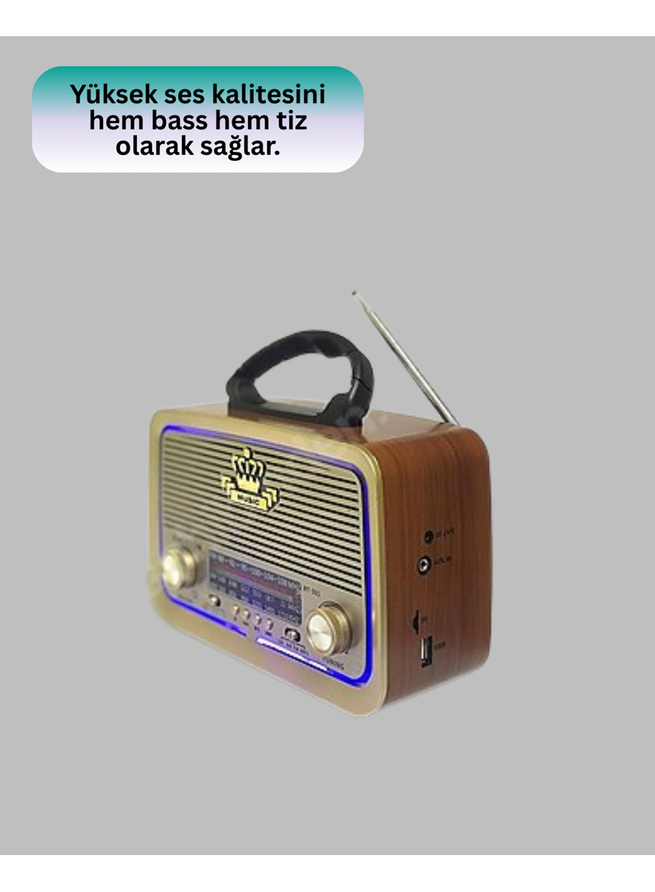 Nostalji Bluetooth Radyo FM AM SW Ahşap Eskitme Tasarım