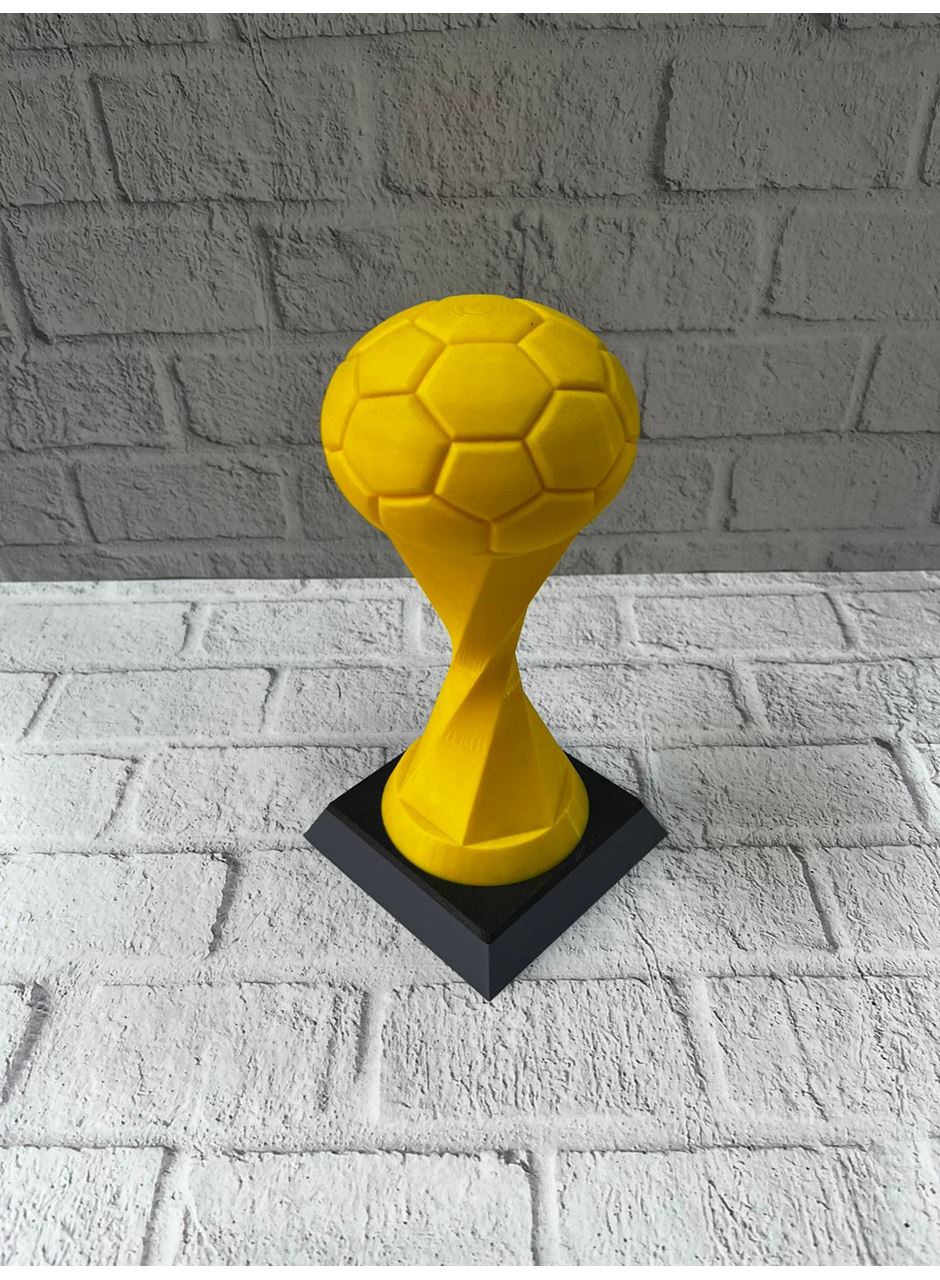 Futbol Toplu Sarı Kupa 21cm Masaüstü Dekor Ödül Figürü