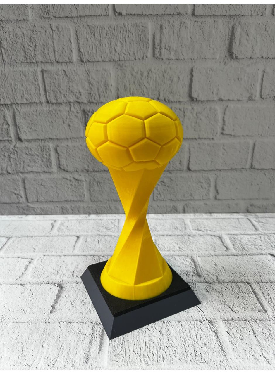 Futbol Toplu Sarı Kupa 21cm Masaüstü Dekor Ödül Figürü