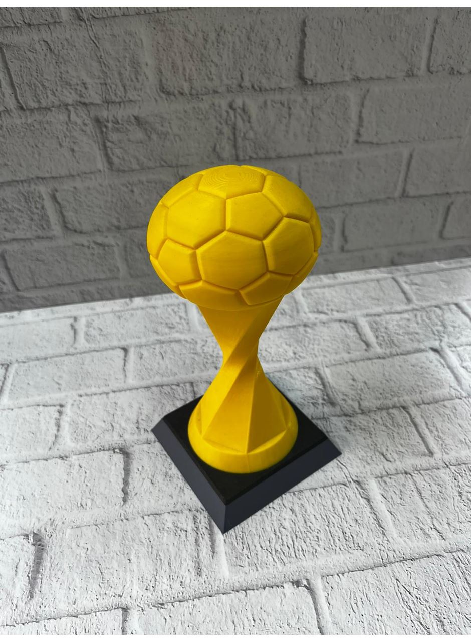 Futbol Toplu Sarı Kupa 21cm Masaüstü Dekor Ödül Figürü