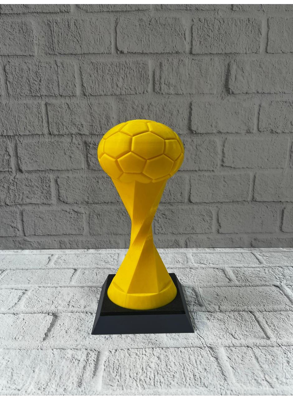 Futbol Toplu Sarı Kupa 21cm Masaüstü Dekor Ödül Figürü