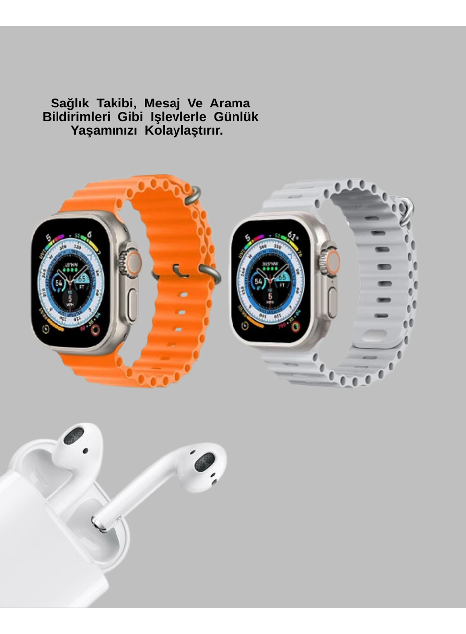 Watch 9 Max Akıllı Saat Kulaklık Seti Sağlık Takipli 45 mm Geniş Ekran