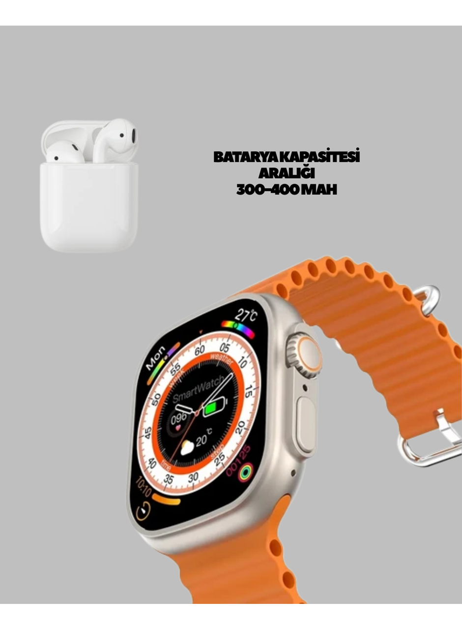 Watch 9 Max Akıllı Saat ve Kablosuz Kulaklık Seti 2 Kordonlu Sesli Görüşme Özellikli