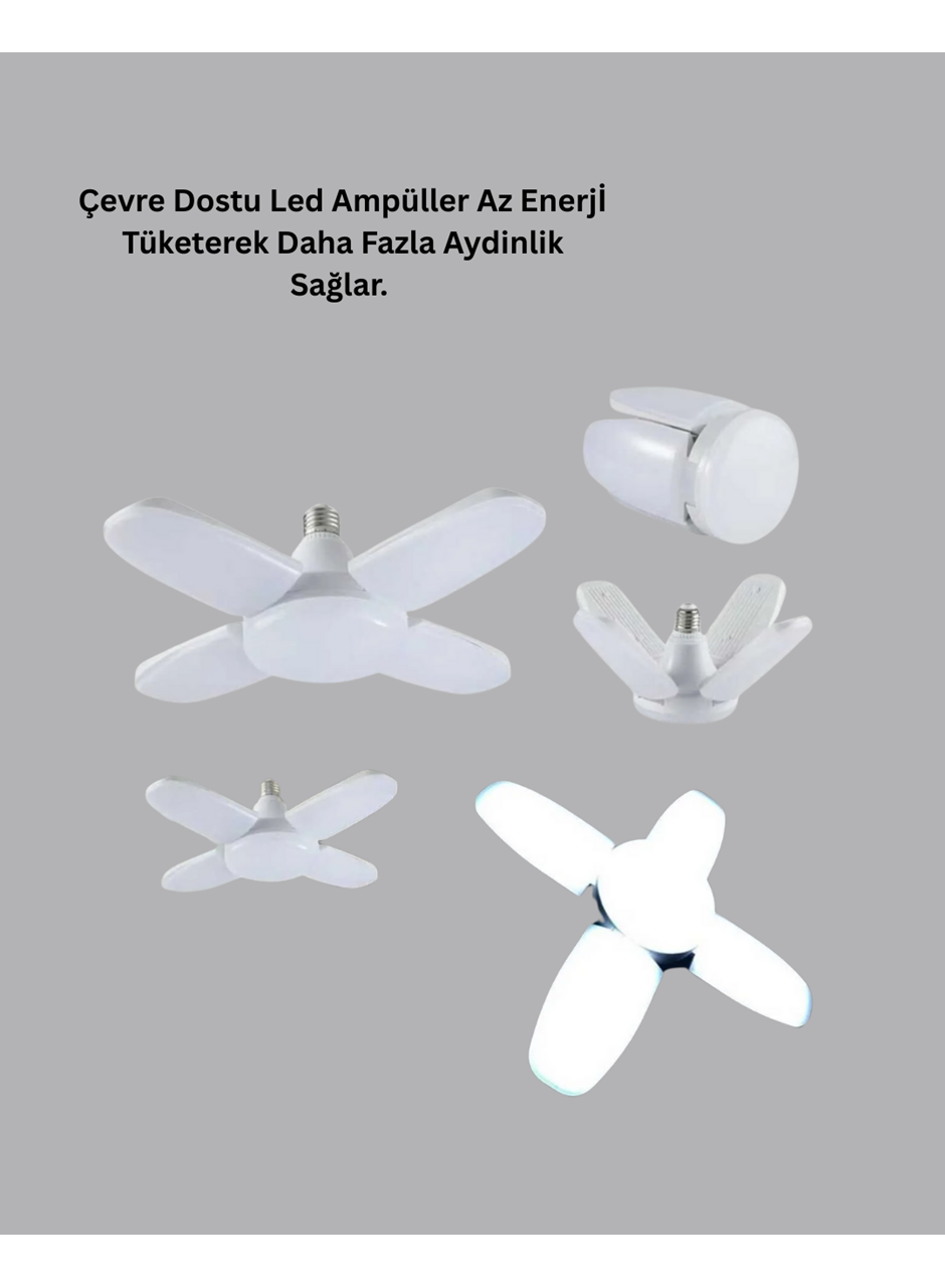 Yüksek Işık Güçlü LED Ampül 4 Kollu Katlanır Pervane Tasarım