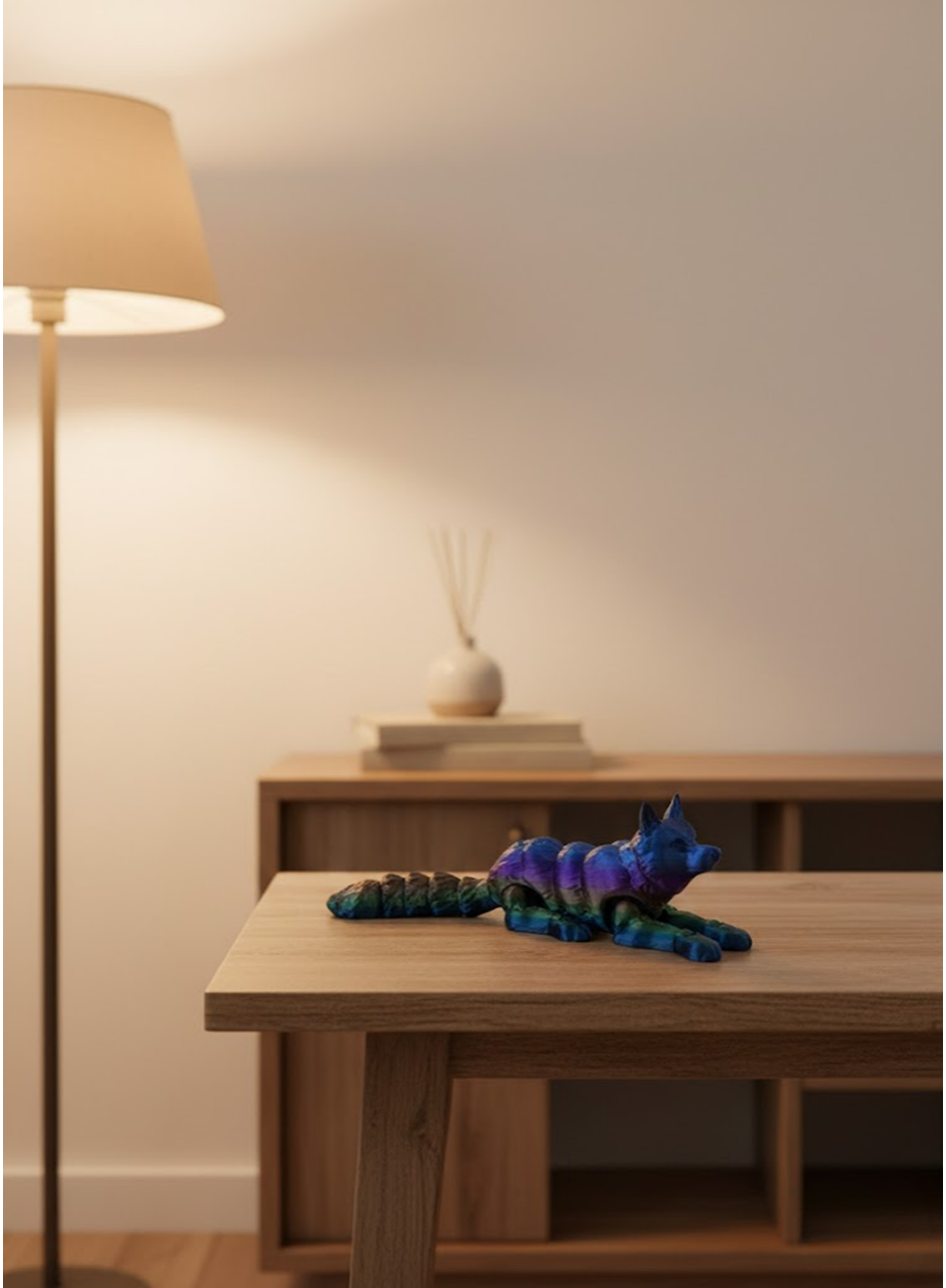 Rainbow hareketli kurt masa dekoru esnek eklem yapılı