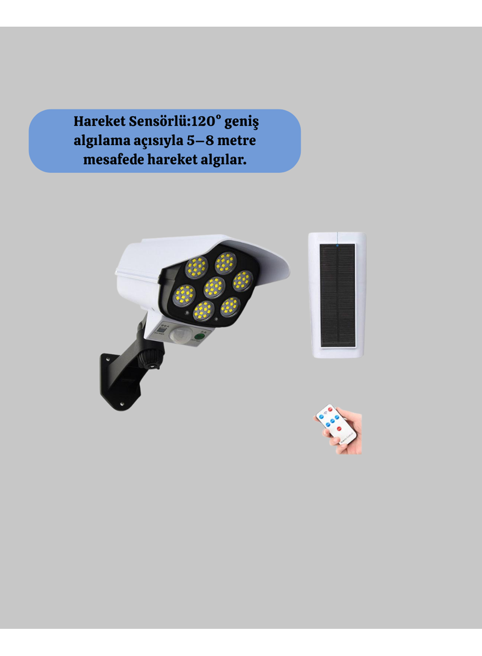 Kamera Görünümlü Solar LED Lamba Hareket Sensörlü Uzaktan Kumandalı Bahçe Duvar Aydınlatması
