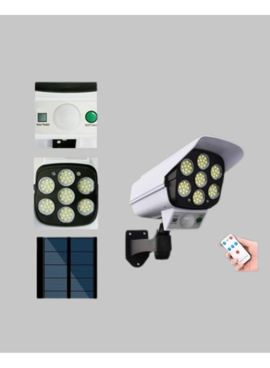 Kamera Görünümlü Solar LED Lamba Hareket Sensörlü Uzaktan Kumandalı Bahçe Duvar Aydınlatması