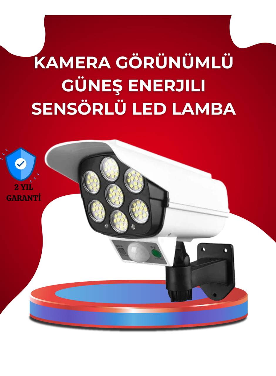 Uzaktan Kumandalı Güneş Enerjili LED Güvenlik Lambası Kamera Tipi Hareket Sensörlü