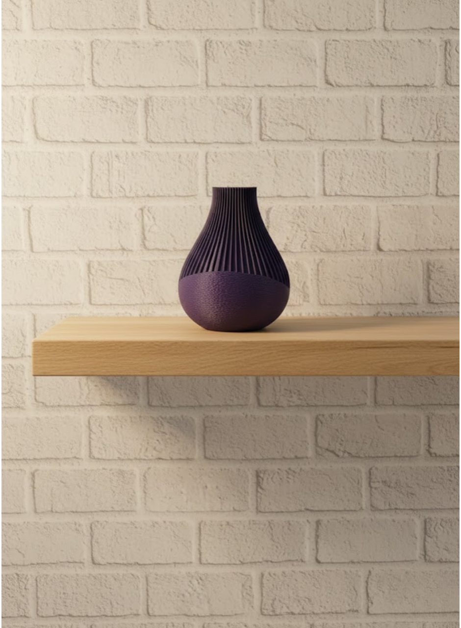 11 cm Mor Minimal Çizgili Vazo Masa Üstü Şık Dekor Objesi