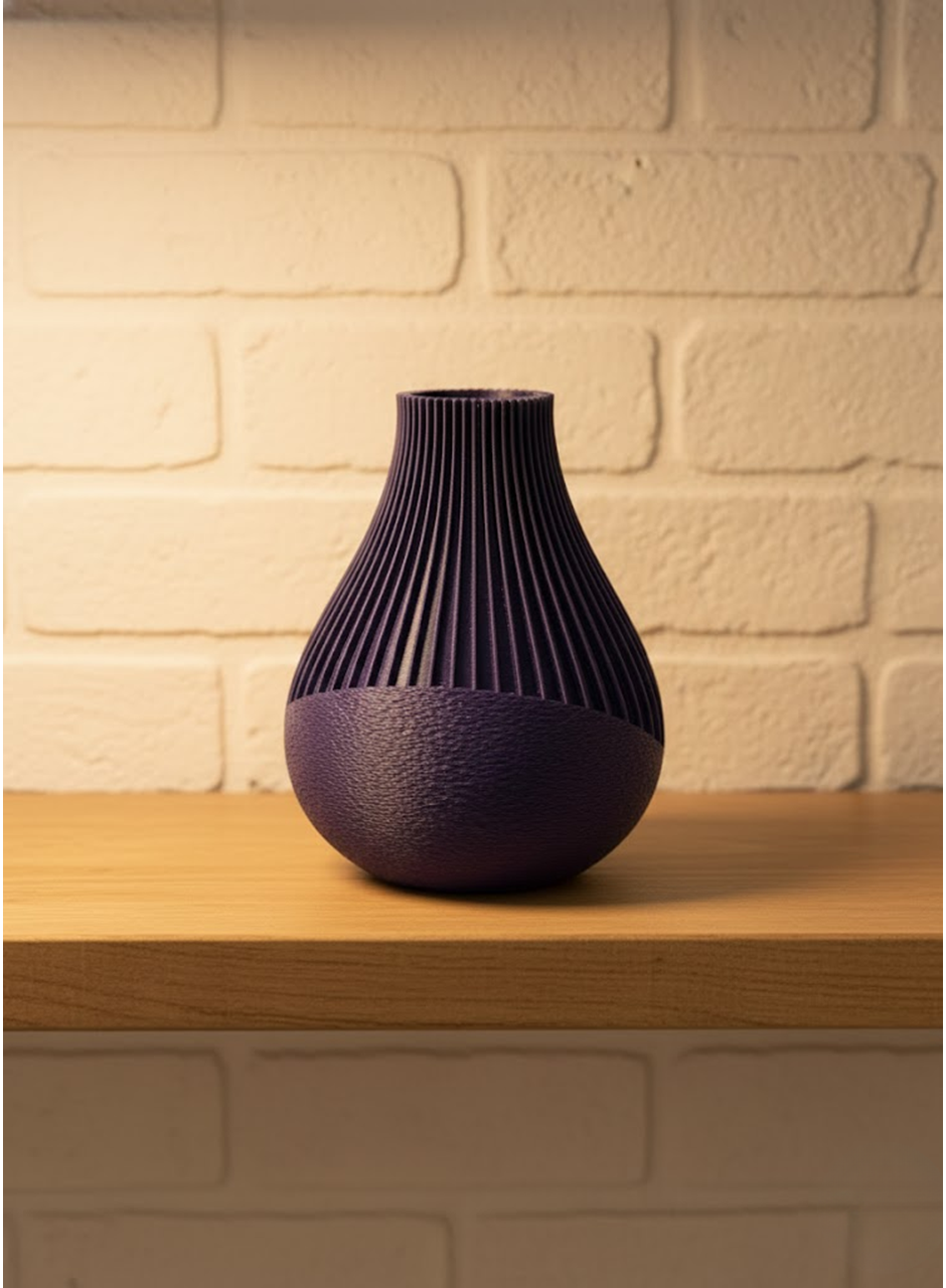 Mor Çizgili Dekoratif Vazo 11 cm Modern Tasarım Aksesuar