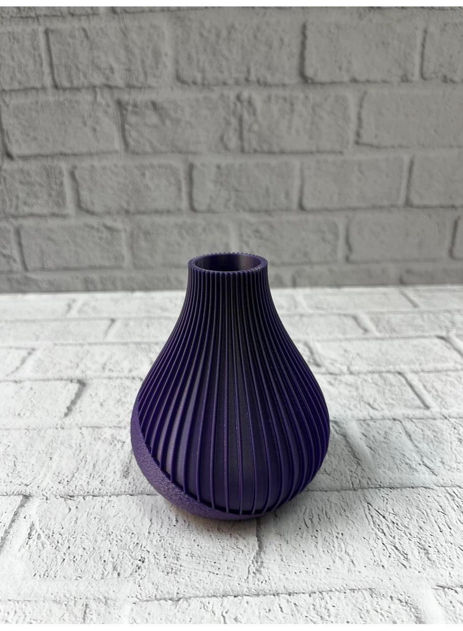 Mor Çizgili Dekoratif Vazo 11 cm Modern Tasarım Aksesuar