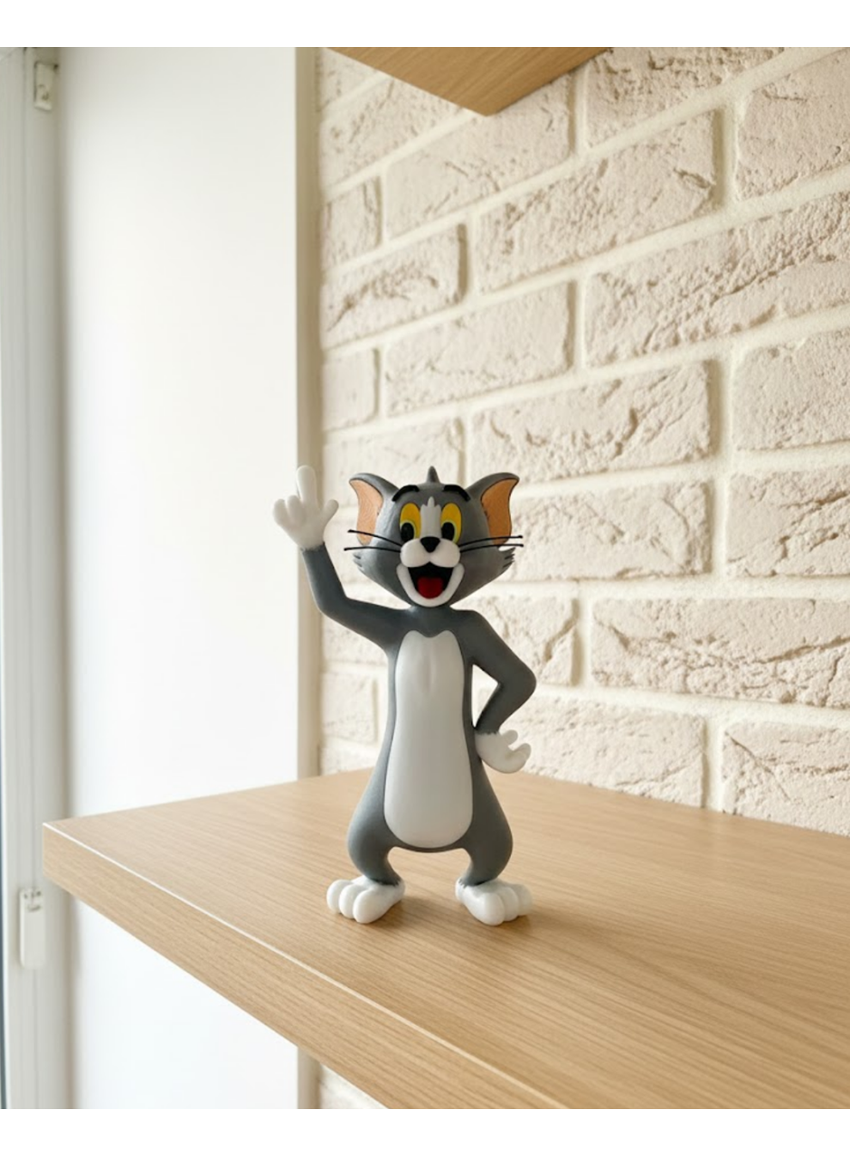 Tom Kedi Biblo 22 cm Hediyelik Dekoratif Ev Ofis Aksesuarı