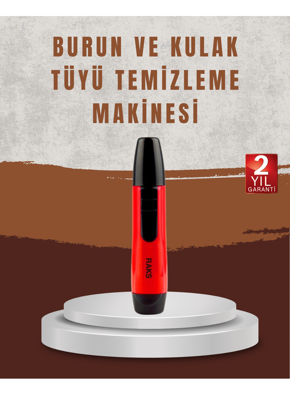 Raks Leo Burun Kulak Tüy Alma Makinesi 45 dk Şarj Süreli Kırmızı