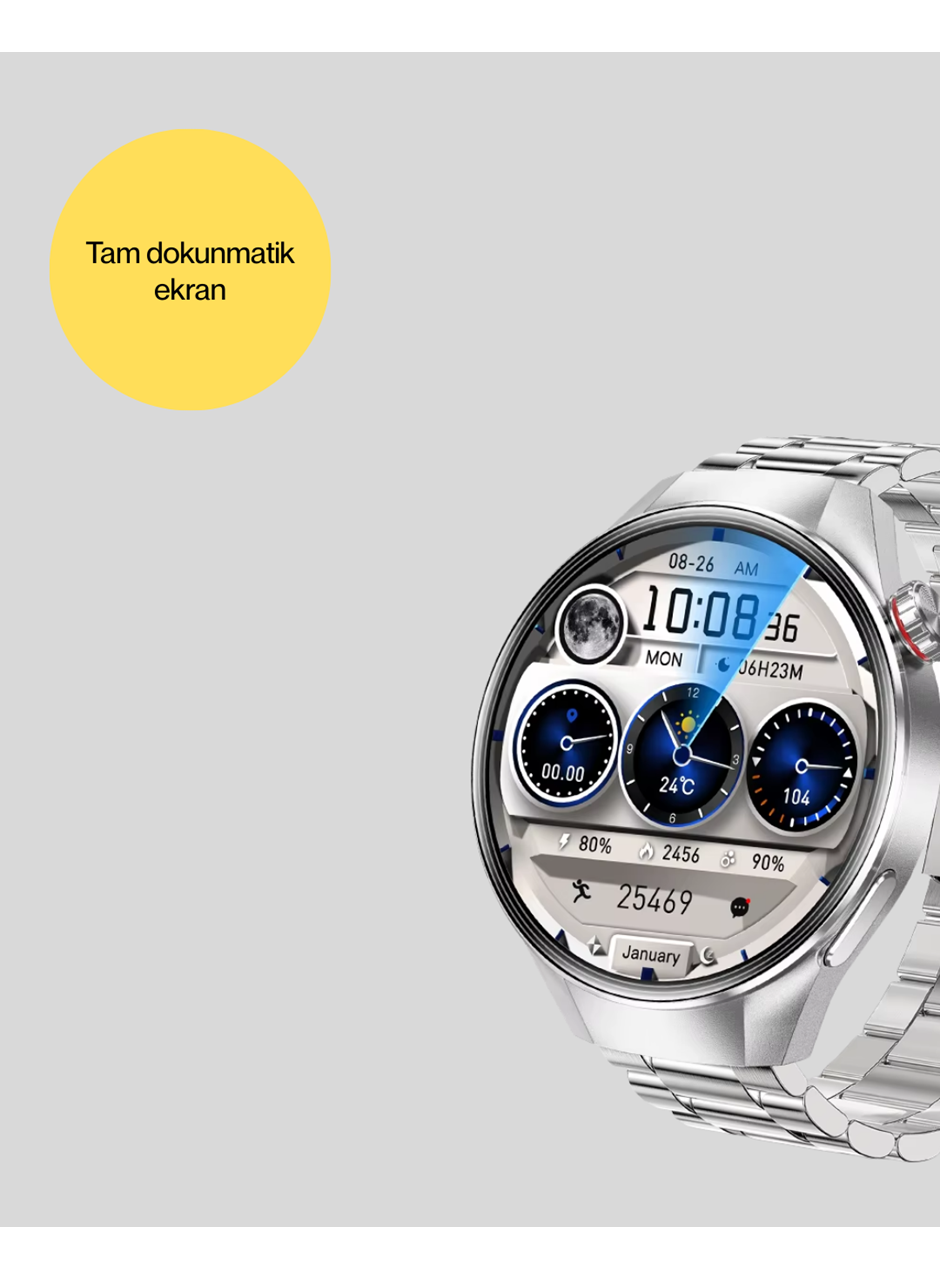 Akıllı Saat AMOLED Ekran Bluetooth Aramalı – Nabız, Uyku ve Spor Takipli