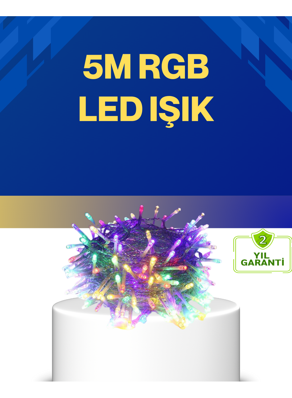 Dekoratif Peri Led 5 m 50 Ampullü Şeffaf Kablo Aydınlatma