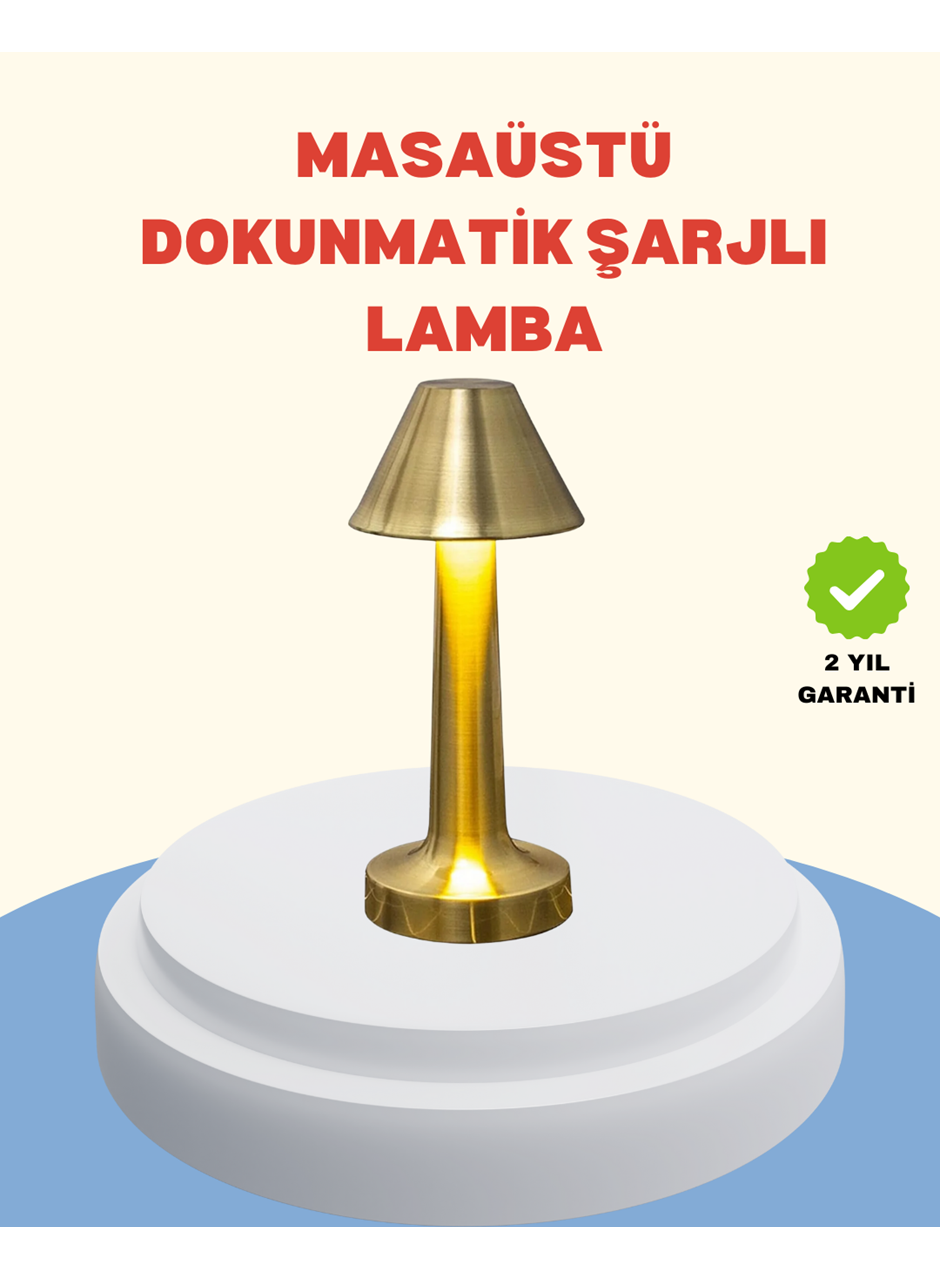 Şarjlı Masa Lambası 3 Işık Modu Kademesiz Karartma Metal Gövde