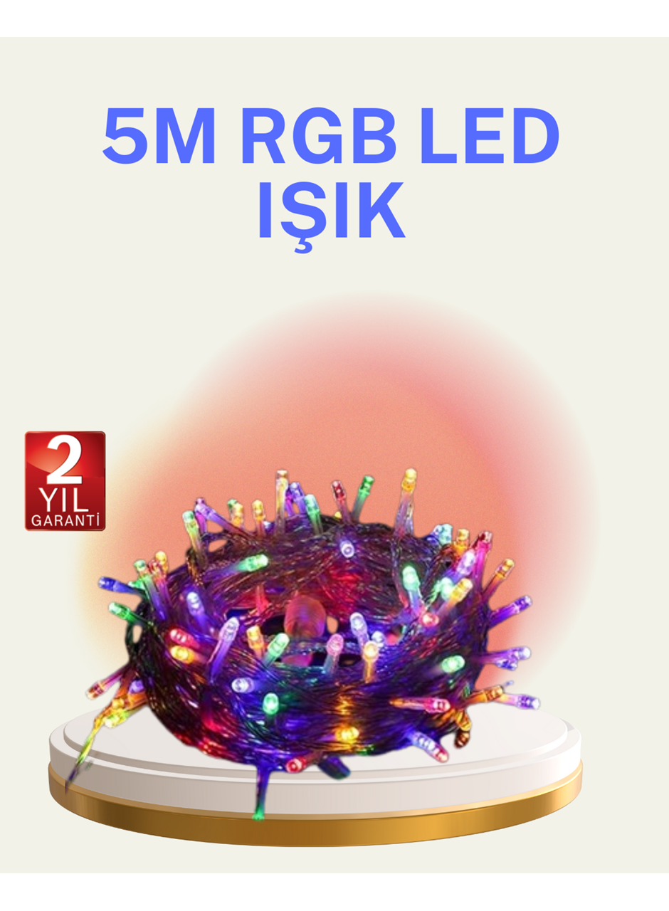Şeffaf Kablolu 50 Ampullü 5 Metre LED Işık Dekoratif Aydınlatma