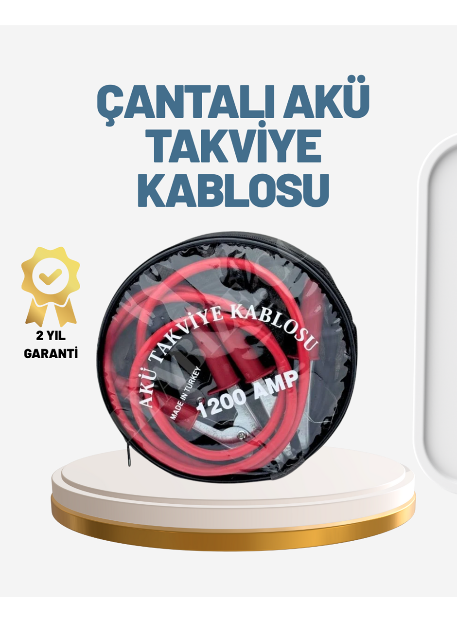 1200A Güçlü Akü Takviye Kablosu 2m Büyük Maşalı Acil Yardım
