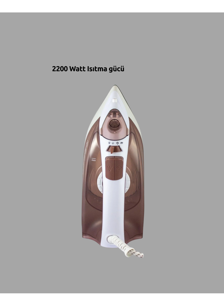 Buharlı Ütü 2200W Kireç Önleyici Self Clean Damlatmaz Kahverengi