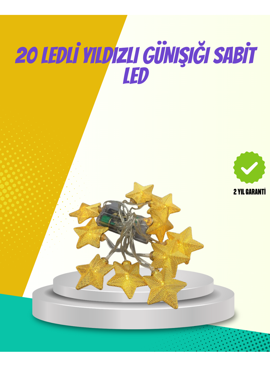 Dekoratif Yıldız Led Aydınlatma 20 Ledli 5 Metre Günışığı