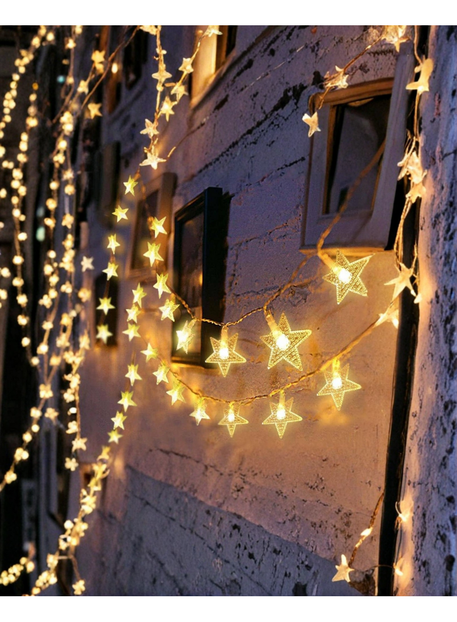 Dekoratif Yıldız Led Aydınlatma 20 Ledli 5 Metre Günışığı