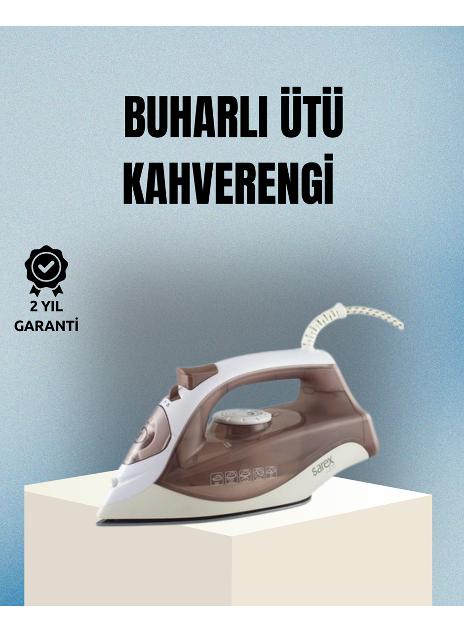 2200 Watt Buharlı Ütü Kahverengi Seramik Taban Şok Buharlı