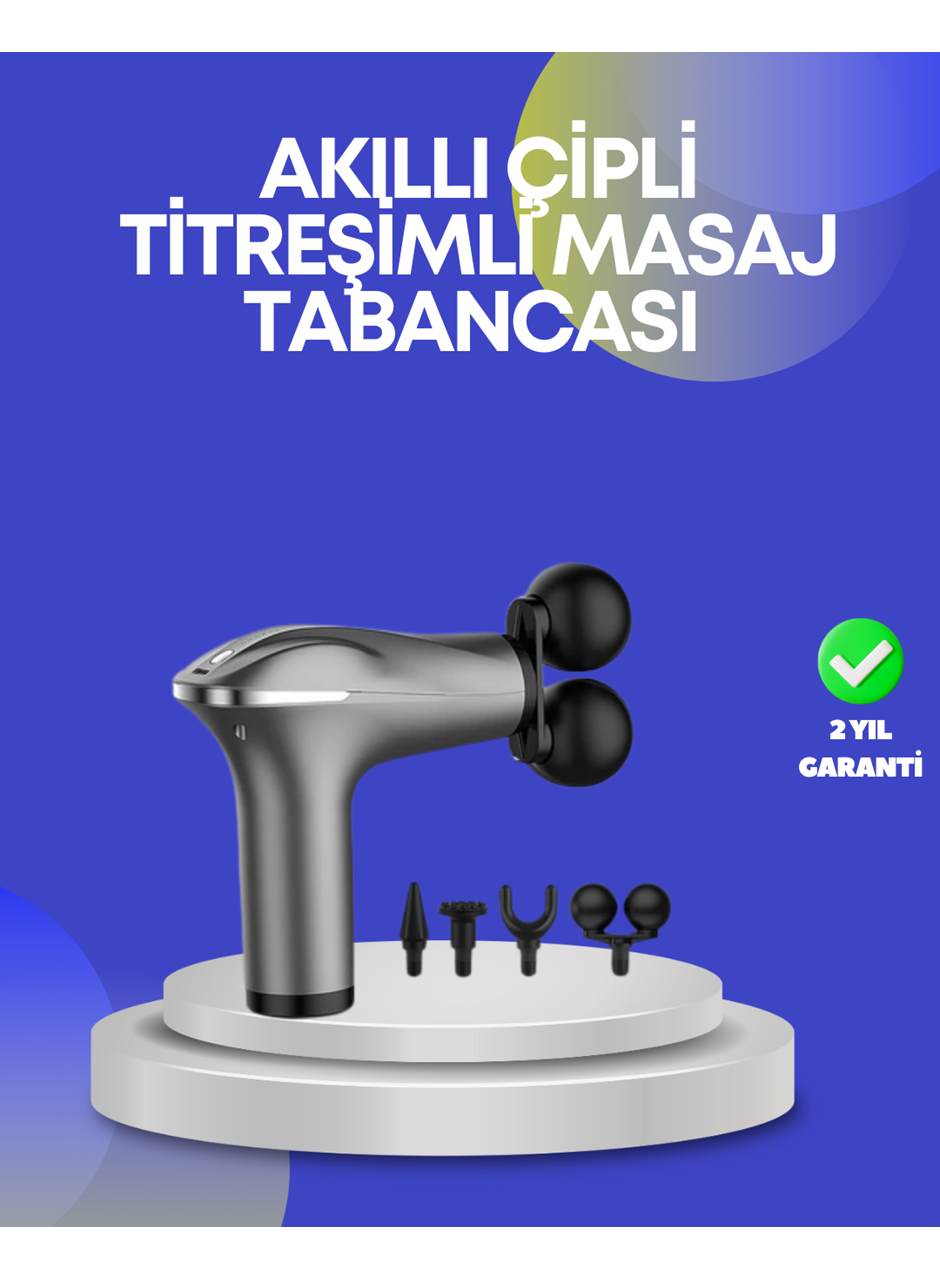 Portatif Şarjlı Masaj Tabancası 4 Başlık Derin Doku Masaj Aleti