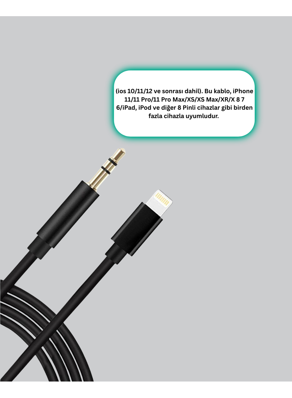 Lightning to 3.5mm Aux Ses Dönüştürücü Kablo 1 Metre Stereo Uyumlu
