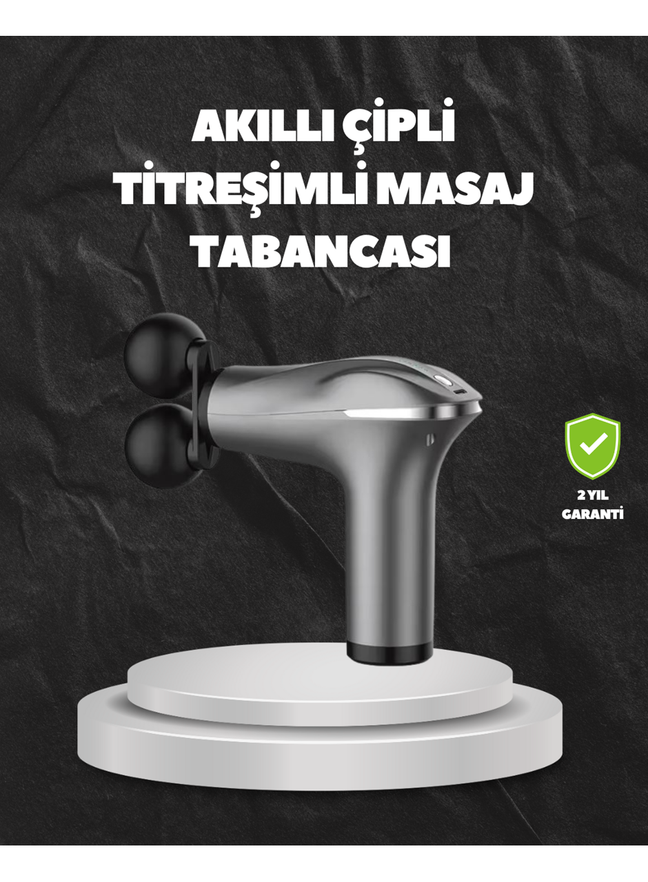 4 Başlıklı Şarjlı Masaj Tabancası Bel Sırt Boyun Bacak Kas Rahatlatıcı