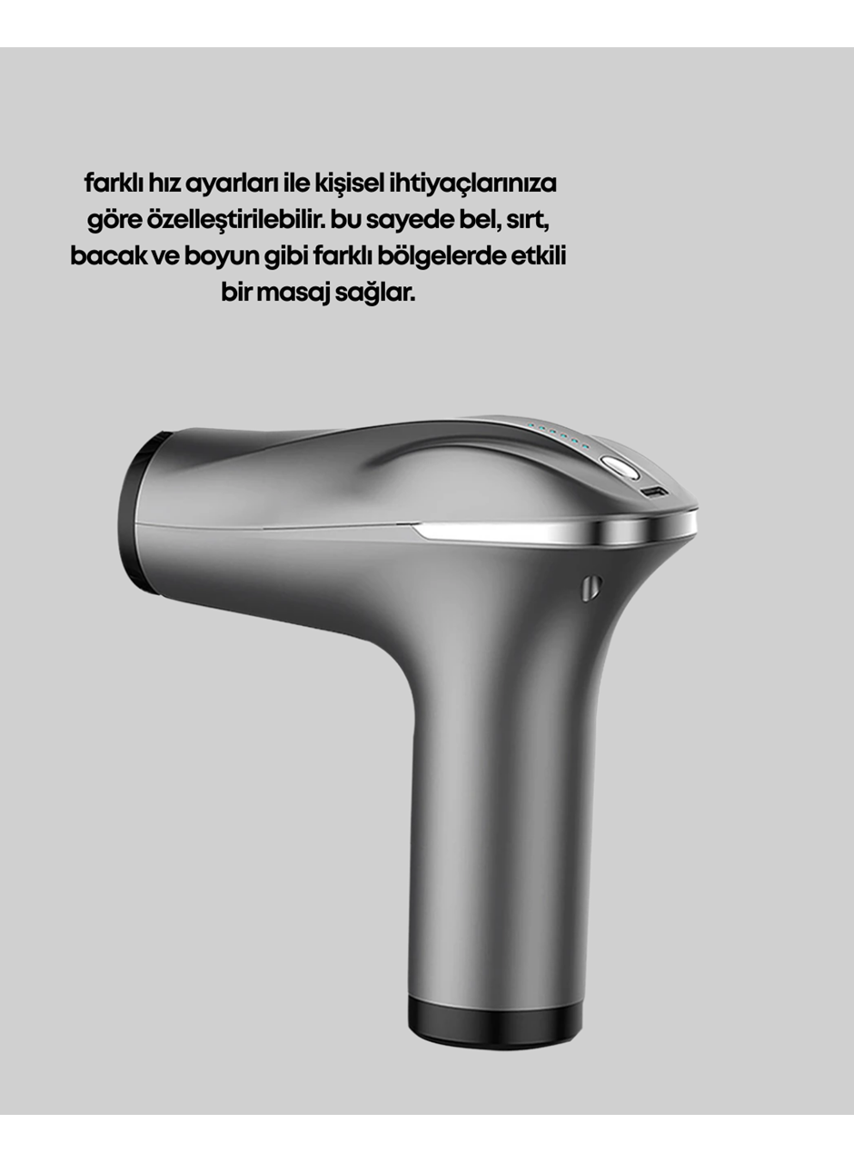 4 Başlıklı Şarjlı Masaj Tabancası Bel Sırt Boyun Bacak Kas Rahatlatıcı