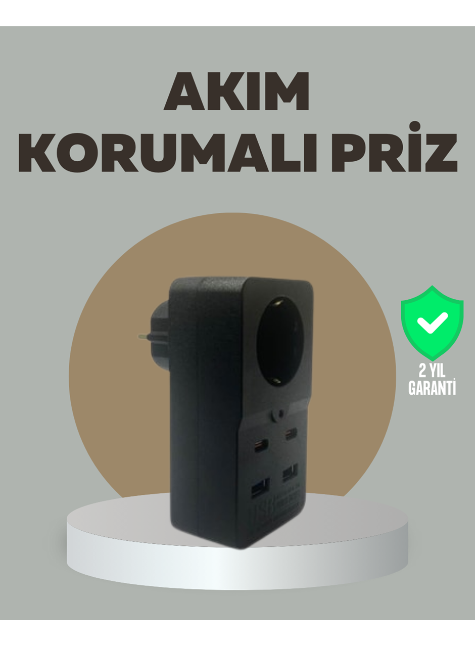 Akıllı Akım Dengelemeli Priz 2500W 4 USB Type C Çıkışlı