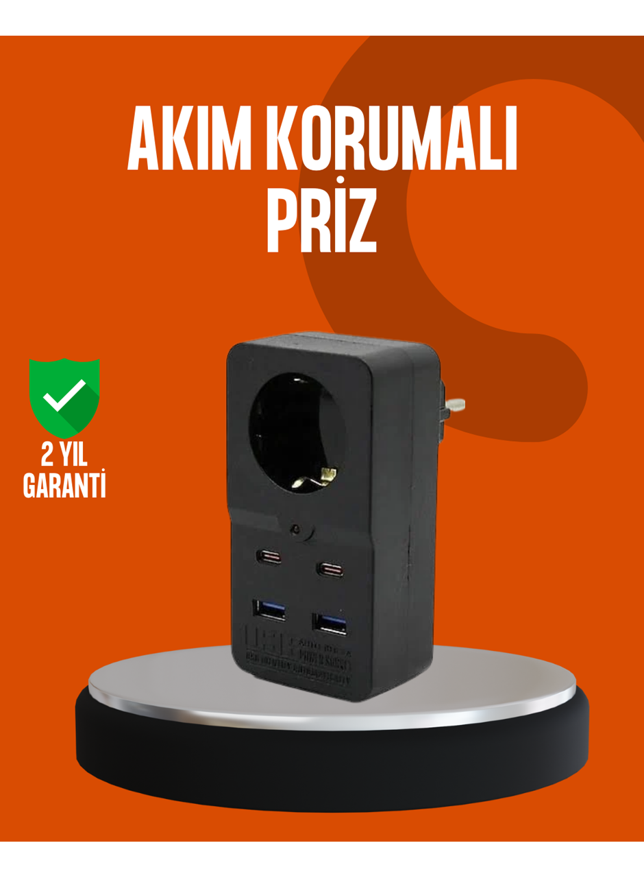Akım Korumalı Priz 4 USB Type C Destekli Yüksek Isı Dayanımlı