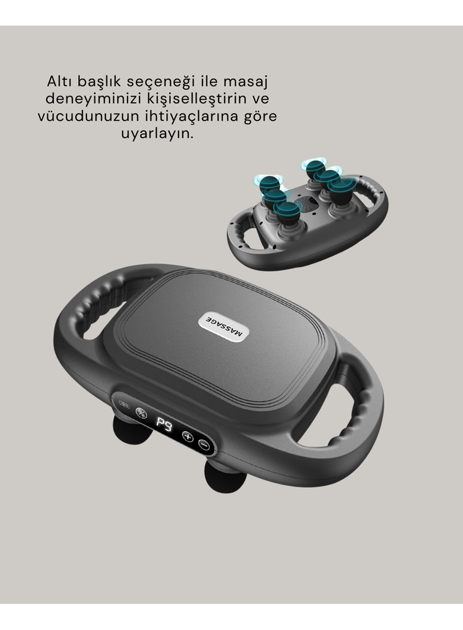 Fonksiyonlu Şarjlı Masaj Aleti 6 Başlık 2000 mAh Ergonomik Gövde