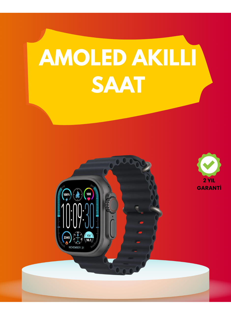 AMOLED Ekran 49mm Ultra Tasarım 3 Kordonlu Akıllı Saat