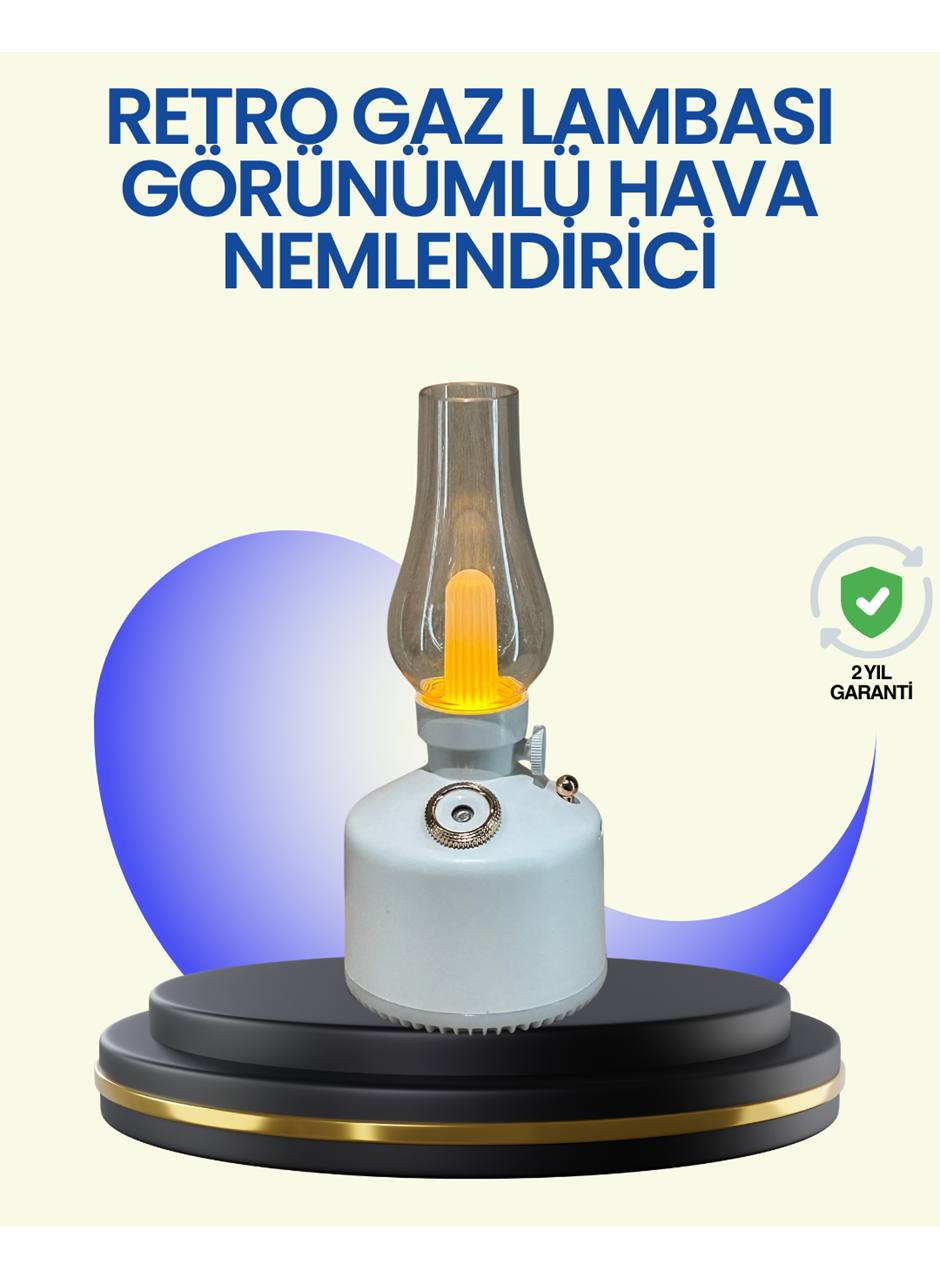 280 ml Tanklı Retro Gaz Lambası Difüzör USB Şarjlı Hava Nemlendirici