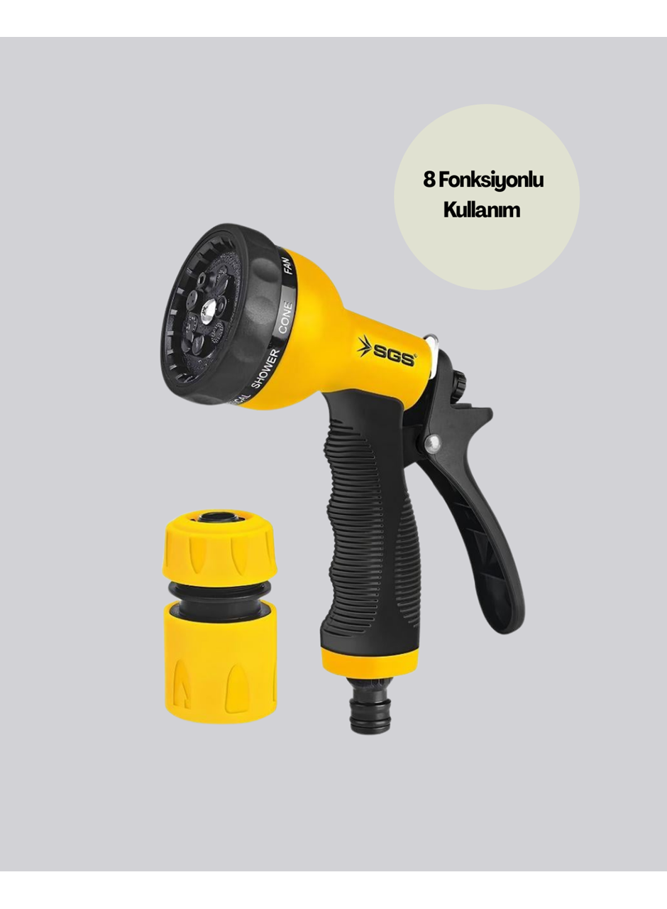 Ayarlanabilir Basınçlı 8 Modlu Bahçe Sulama Tabancası Hortum Aparatı