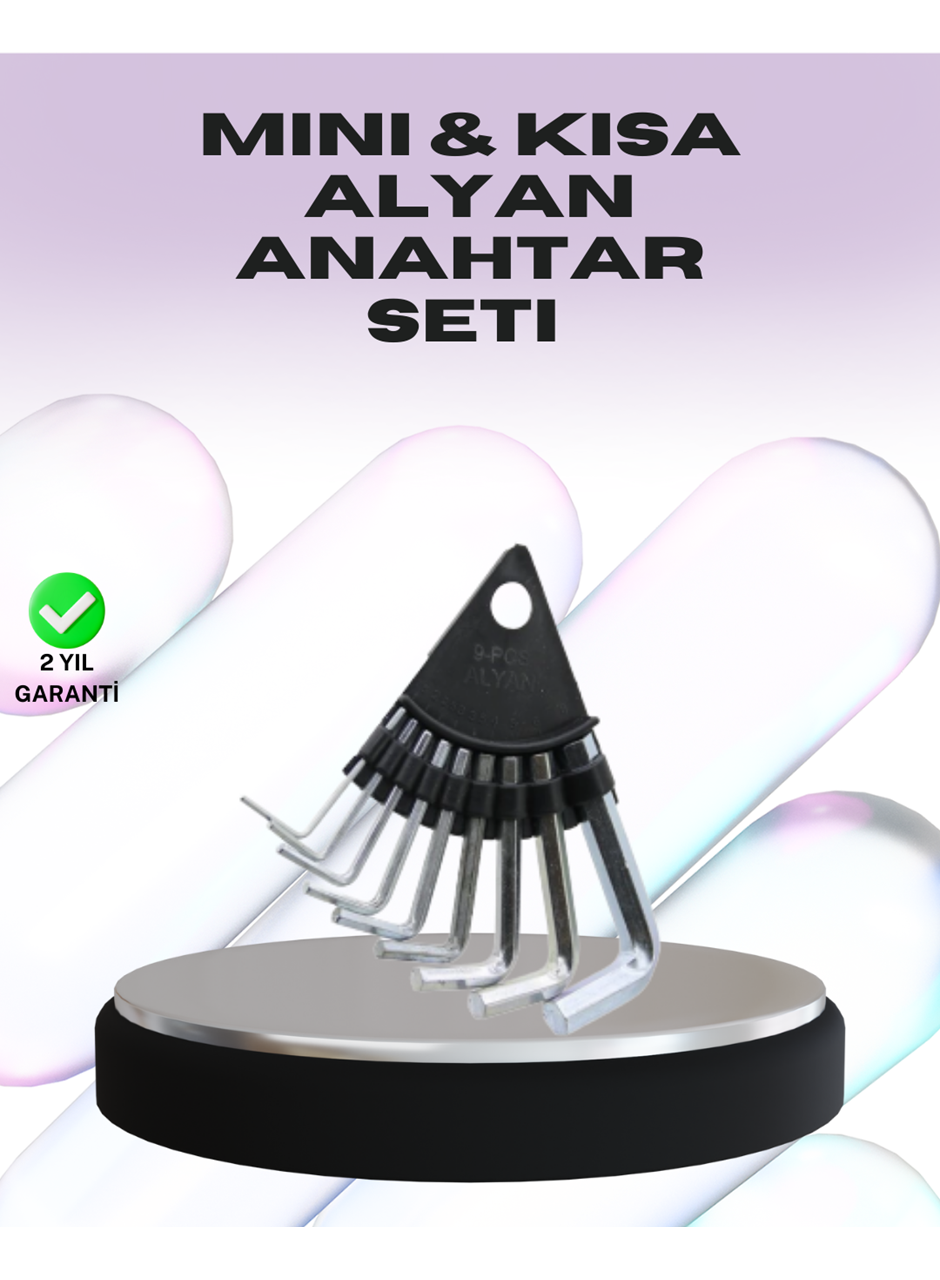 9 Parça Alyan Anahtar Seti Farklı Metrik Ölçü Pratik Taşıma