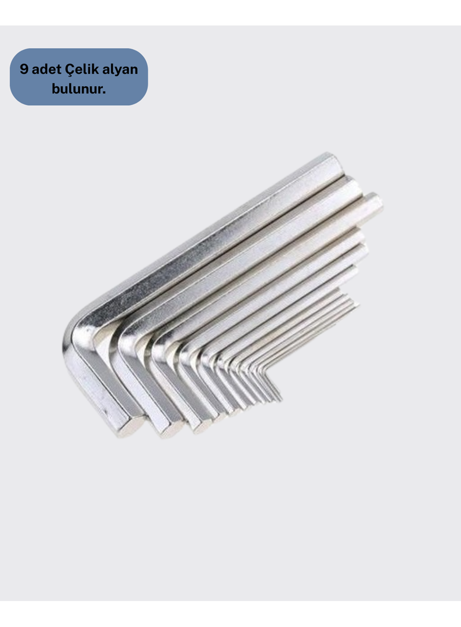 9 Parça Alyan Anahtar Seti Farklı Metrik Ölçü Pratik Taşıma